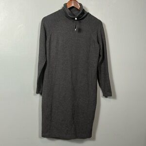 Talbots Pure Italian Merino Gray Sweater Mock Neck Dress size M